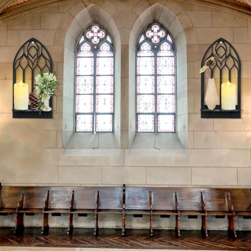 Wooden Gothic Candle Sconces Wall Decor Set of 2 (2 Count)