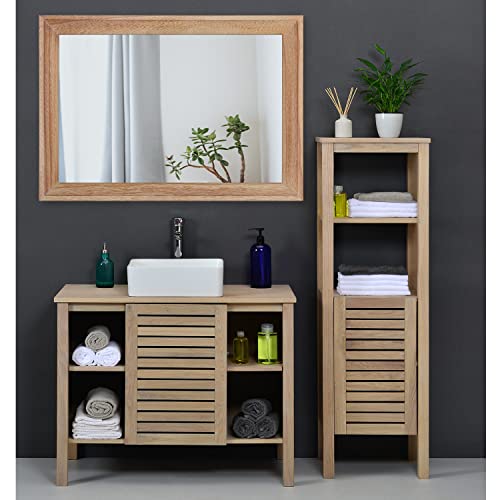 Rustic Mirrors for Wall Rectangle Wooden Frame Hanging Mirror for Bedroom Bathroom Living Room Entryway Large 26"x18"