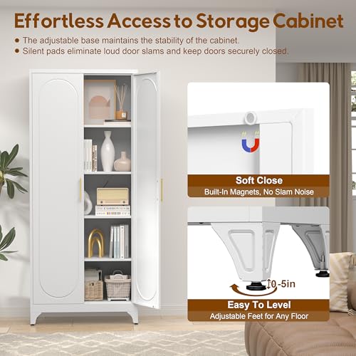 75" Tall Pantry Storage Cabinet with Doors and Adjustable Shelves