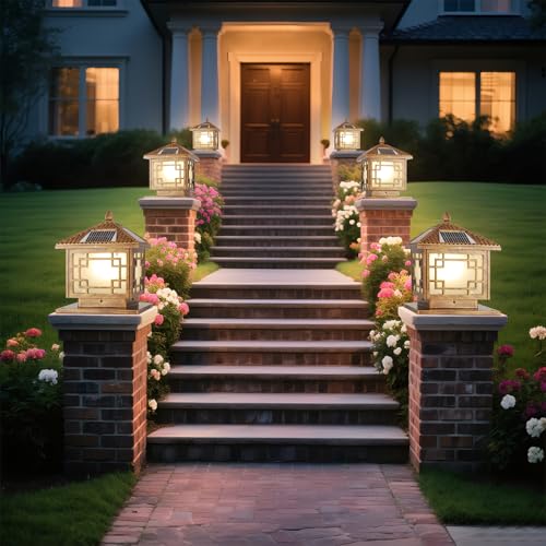 Solar Post Lights Outdoor Waterproof Gate Post Mount Lights with Solar LED