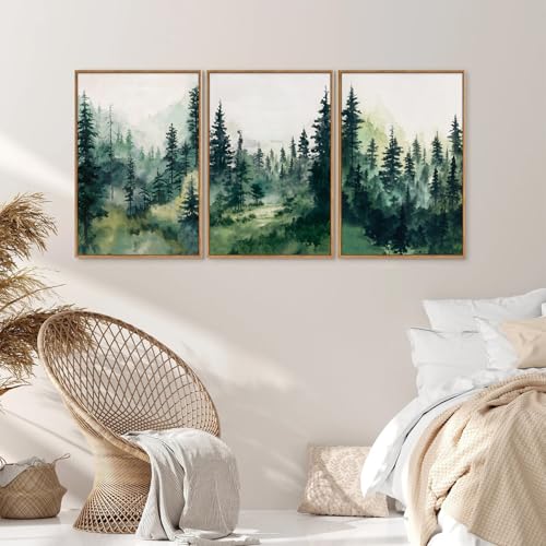 Misty Forest Framed Canvas Wall Art Set (3 Count)