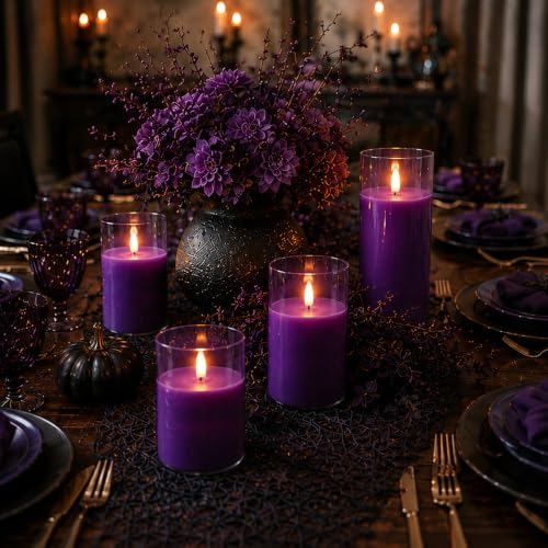 Purple Glass Flameless Candles
