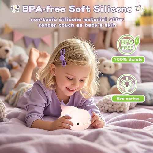 Purple Axolotl Night Light for Kids