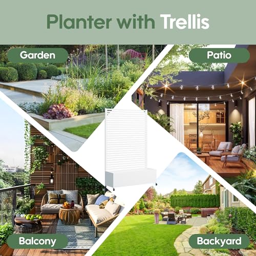 Metal Planter Box with Trellis Privacy Screen