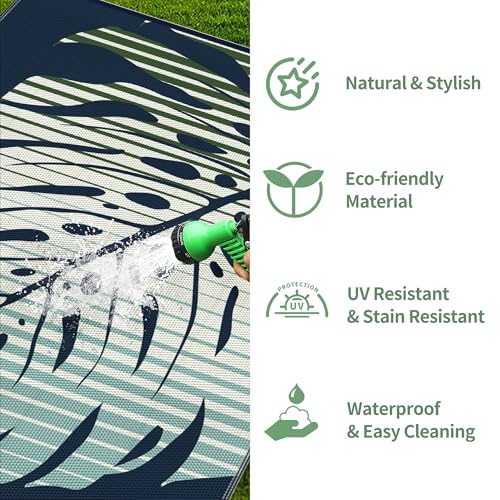 Outdoor Rug Waterproof Plastic Rugs for Patio (57.6 Sq Ft)