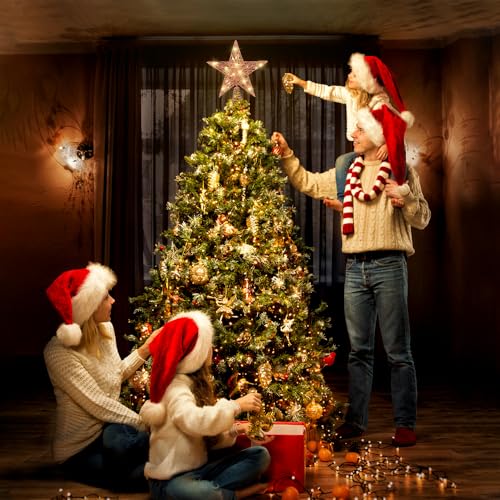 11.8’’ Christmas Tree Topper Rose Gold Star Treetop Toppers with 20 Lights