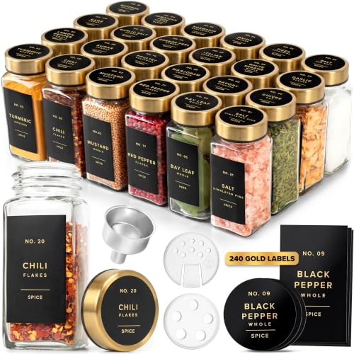 Glass Spice Jars with Label (24 Count)