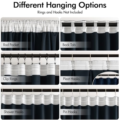 Navy Blue Velvet Pinch Pleat Blackout Curtains W52 X L90 Inches (2 Count)