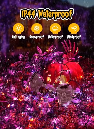 Orange and Purple Battery Operated Christmas String Lights