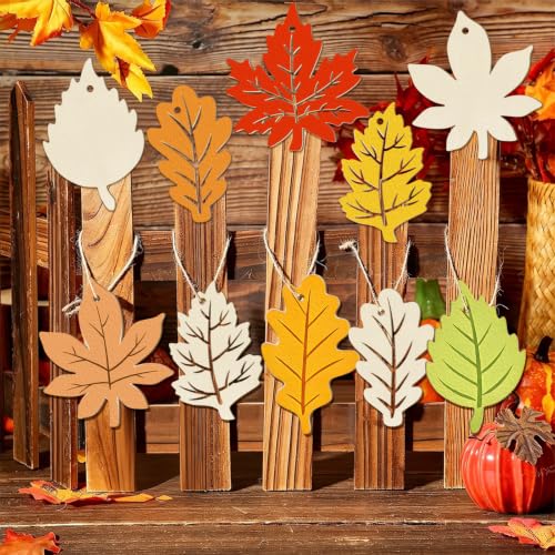 36PCS Wooden Fall Ornaments to Paint Thanksgiving Decorations (36 Count)