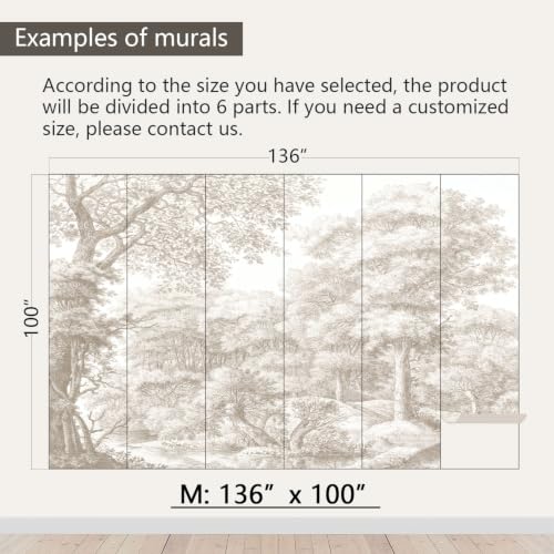 Beige Forest Peel and Stick Wallpaper Landscape Wall Mural