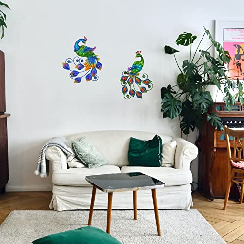 Metal Peacock Bird Wall Decor Outdoor Wall art (2 Count)
