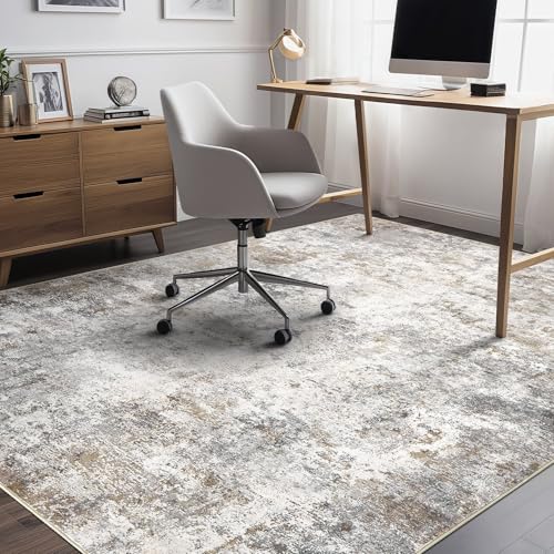 6x8 Area Rug Living Room Rugs Washable Neutral Brown Grey Carpet (12 Count)