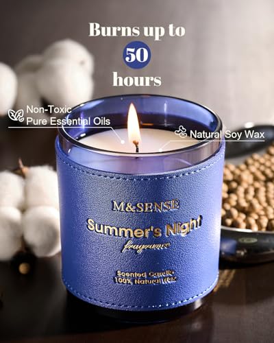 Summer Night Scented Soy Candles 10oz Leather Cover (10 Ounce)