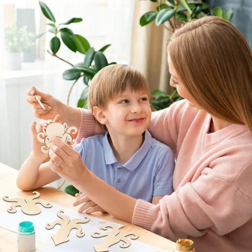 DIY 3D Summer Ocean Wood Crafts to Paint for Kids Adults (24 Count)