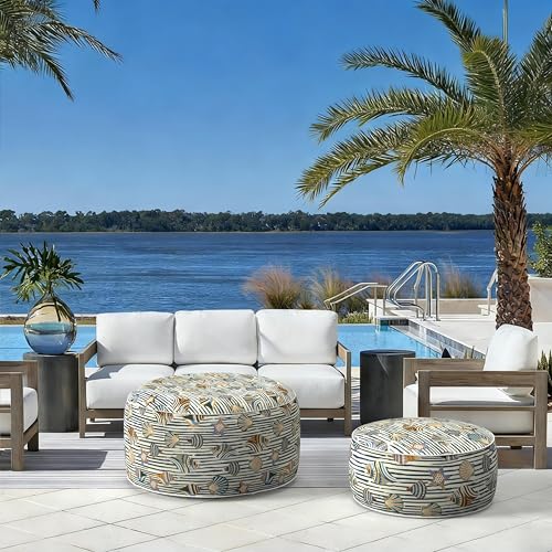 Indoor Outdoor Large Inflatable Ottoman Pouf D31 x H14 Inch