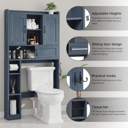 Over The Toilet Cabinet with 2 Barn Doors & Sliding Door