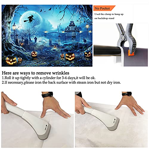 8x6ft Blue Halloween Backdrop Spooky Photography Background