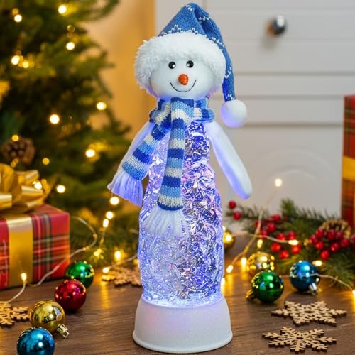 Christmas Snowman Decoration Snow Globe Lantern Indoor Decor Snowman Christmas with Music