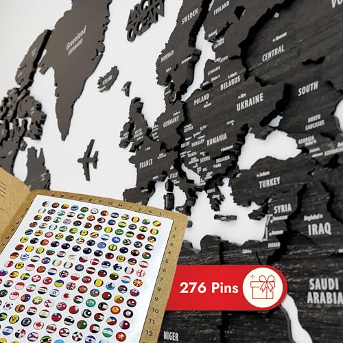 Multilayer 3D Wooden World Map