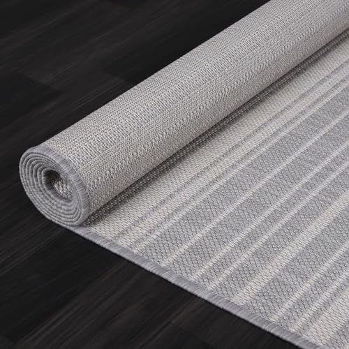 Stripe Outdoor Rug 6x9 Washable Outside Carpet for Indoor Patio Porch Waterproof Easy Cleaning Non Shedding Area Rugs Gray 6 x 9