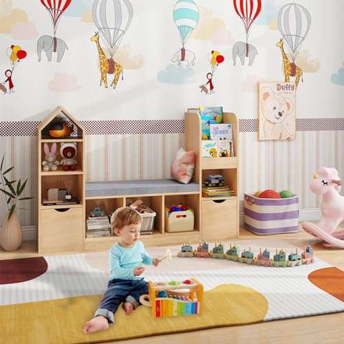 Toy Storage Organizer for Kids Bookshelf with Reading Nook