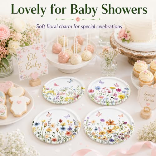 48 Pcs Wildflower Paper Plates (48 Count)