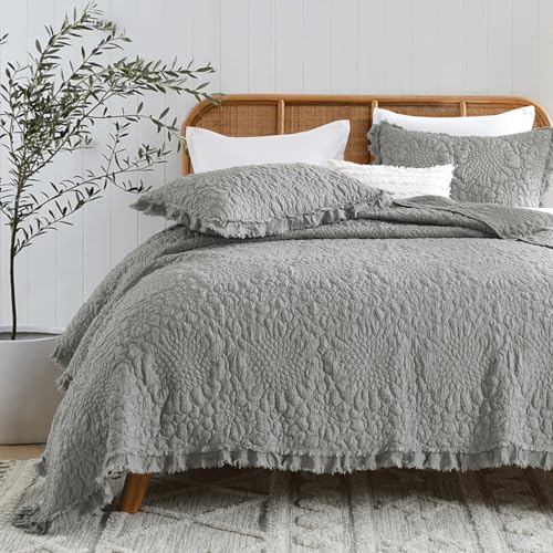 Dark Grey Ruffled Quilt Twin Size