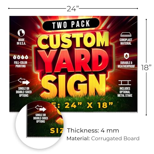 2 Pack 24"x18" Custom Yard Signs with Stakes (2 Count)