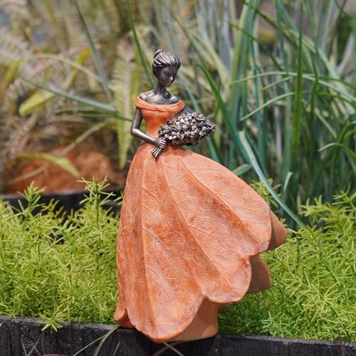 Fairy Statue Orange Leaf Angel Girls 7.5 x 4.5 x 11.5 Inch