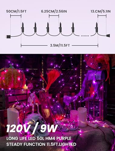 Purple Halloween Mini Lights (50 Count)