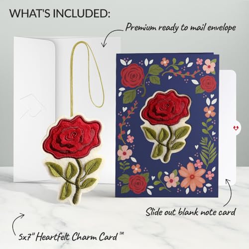 Everlasting Rose Romantic Felt Keepsake Birthday & Everyday Card