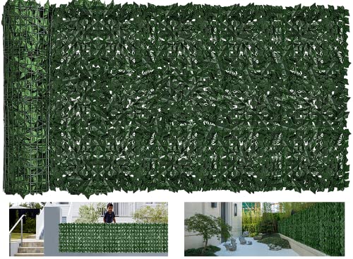 Faux Ivy Privacy Fence Screen Outdoor Expandable Artificial Greenery Roll Fake Hedge Wall Patio Green Plastic Leaf Plant Vine Grass Panels Gate Covering for Garden Yard Balcony