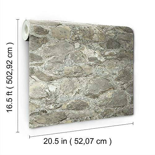 RMK9096WP Gray and Almond Weathered Stone Peel and Stick Wallpaper (28.1875 Sq Ft)