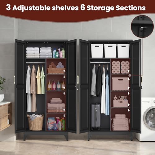 71" Tall Armoire Wardrobe Closet with Lock & Doors