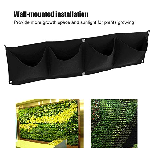 Vertical Hanging Outdoor Wall Planter 4Pcs 4 Pocket Plant Grow Bag Wall Mounted Reusable Degradable Felt Garden Planter