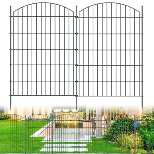 10 Panel No Dig Metal Garden Fence 40"H x 23.6'L Dog Fence Outdoor for Yard