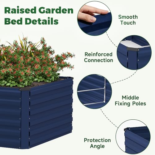 8x4x2ft Outdoor Metal Raised Garden Bed