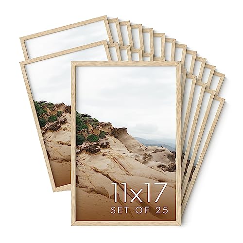 11x17 Natural Oak Wood Picture Frames Set of 25