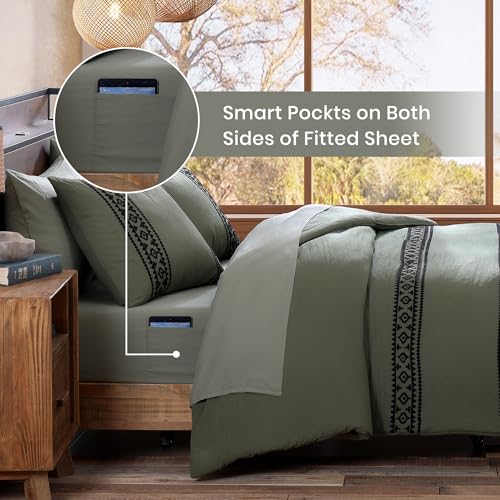 Embroidery Oversized King Comforter Set 7 Pieces Bed in a Bag