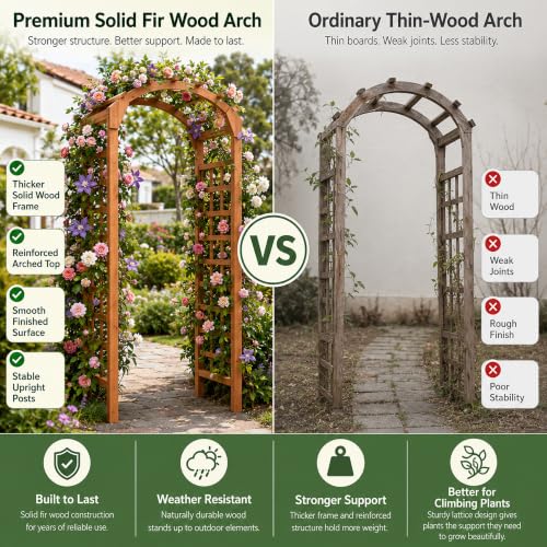 Solid Fir Wood Garden Arch Trellis for Climbing Plants Outdoor