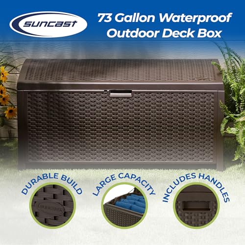 73 Gallon Waterproof Resin Wicker Outdoor Patio Storage Deck Box