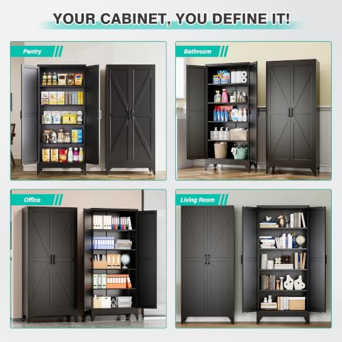 Pantry Storage Cabinets with 2 Doors and 5 Shelves