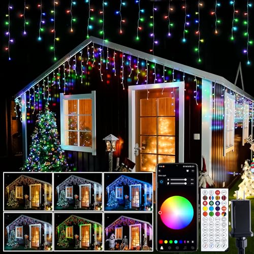 400 LED Smart RGB Icicle Lights for Outside (42.6 Foot)