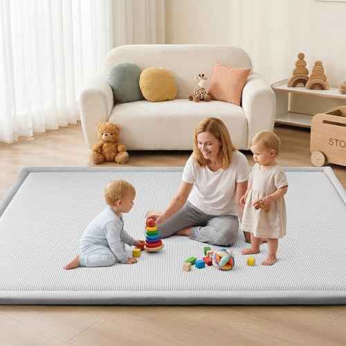 Baby Play Mat for Floor Nursery Rug Muscle Area Rug Playroom Rug 50x50" Elastic Foam 1.3" Thick Crawling Mat for Babies