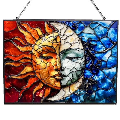 Rectangle Sun and Moon Suncatchers for Windows