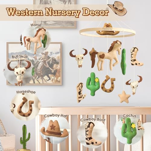 Baby Mobile for Crib Western Cowboy Crib Mobile for Boys and Girls
