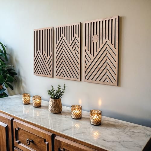 Modern Wooden Wall Sculptures (3 Count)