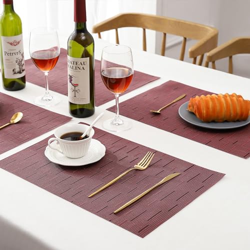 Burgundy Placemats Set of 12 (12 Count)