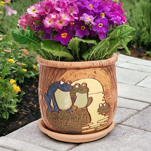 Ceramic Pot with Drainage Hole and Saucer